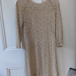 KAUFMAN FRANCO Beaded Golden Dress – Size Small